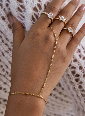 欧美锆石戒指钛钢不掉色手链