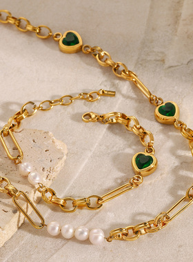 欧美不锈钢爱心项链锁骨链