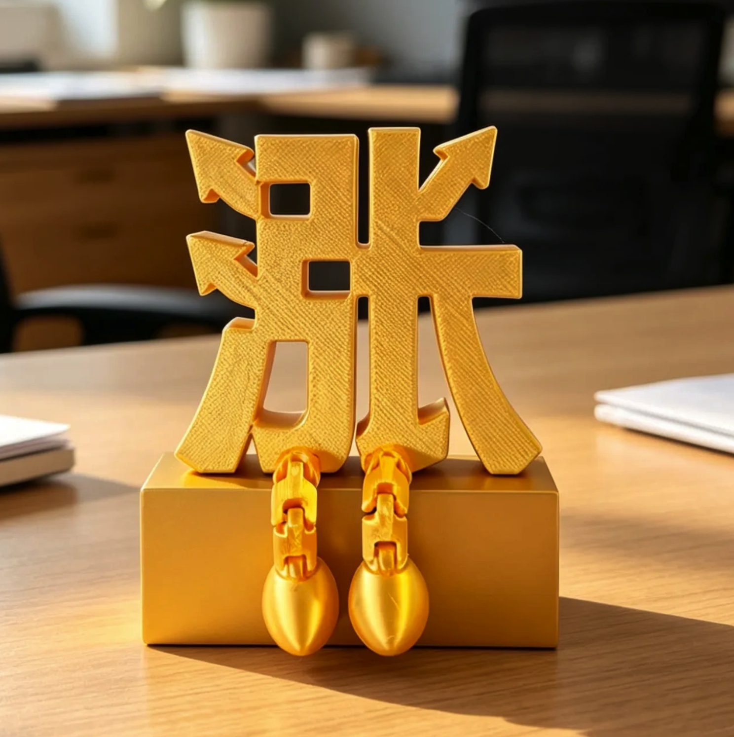 3D打印金色股市屏幕挂件解压