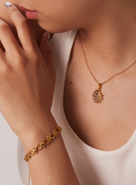 ins法式新款钛钢项链镶钻百搭