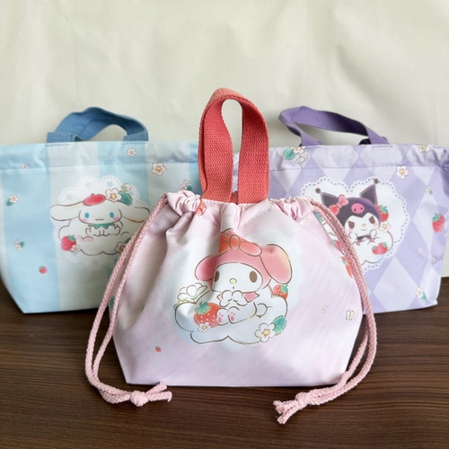 可爱卡通保温收纳包抽绳便当带饭兜午饭盒手提布袋便携束口小拎包
