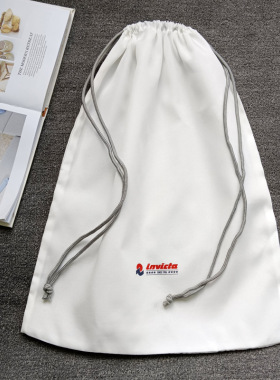 白色束口鞋袋收纳袋防尘袋子束口袋包包衣服玩具收纳袋抽绳布袋子