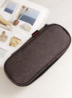 深灰色长形文具袋大容量男女学生简约素雅文具盒收纳袋