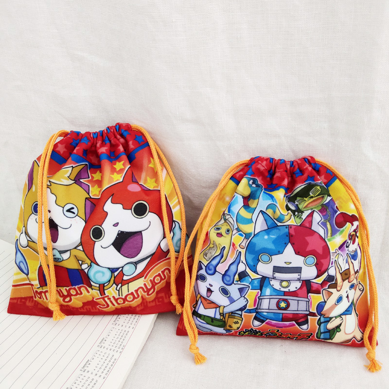 日式妖怪手表动漫收纳袋鼠标耳机绒布收纳充电宝收纳便携小布袋子