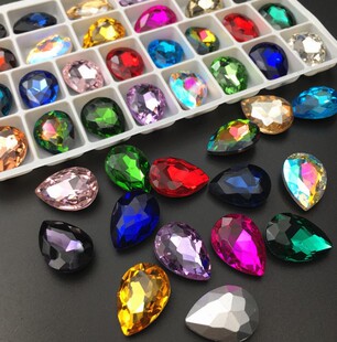 20*29mm水滴钻手机美容婚纱粘水晶颗粒水滴卫星石水晶宝石玻璃钻