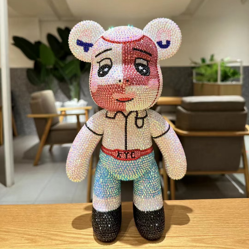 字母贴钻熊手工diy粘钻暴力熊