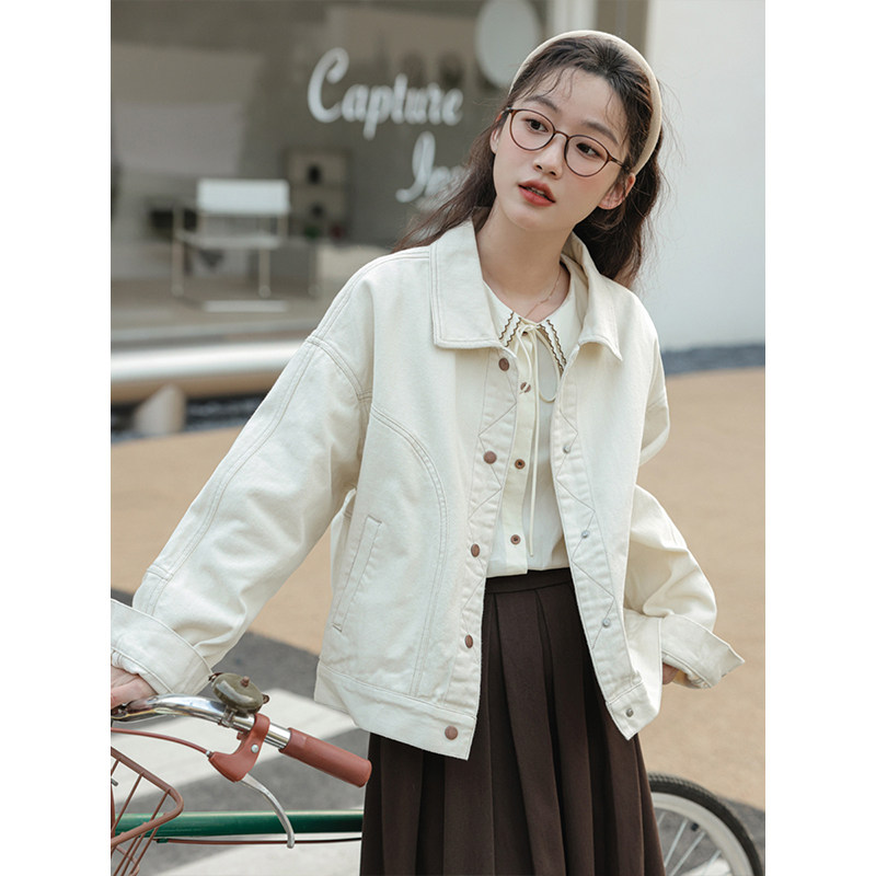 港风复古工装牛仔外套女宽松夹克