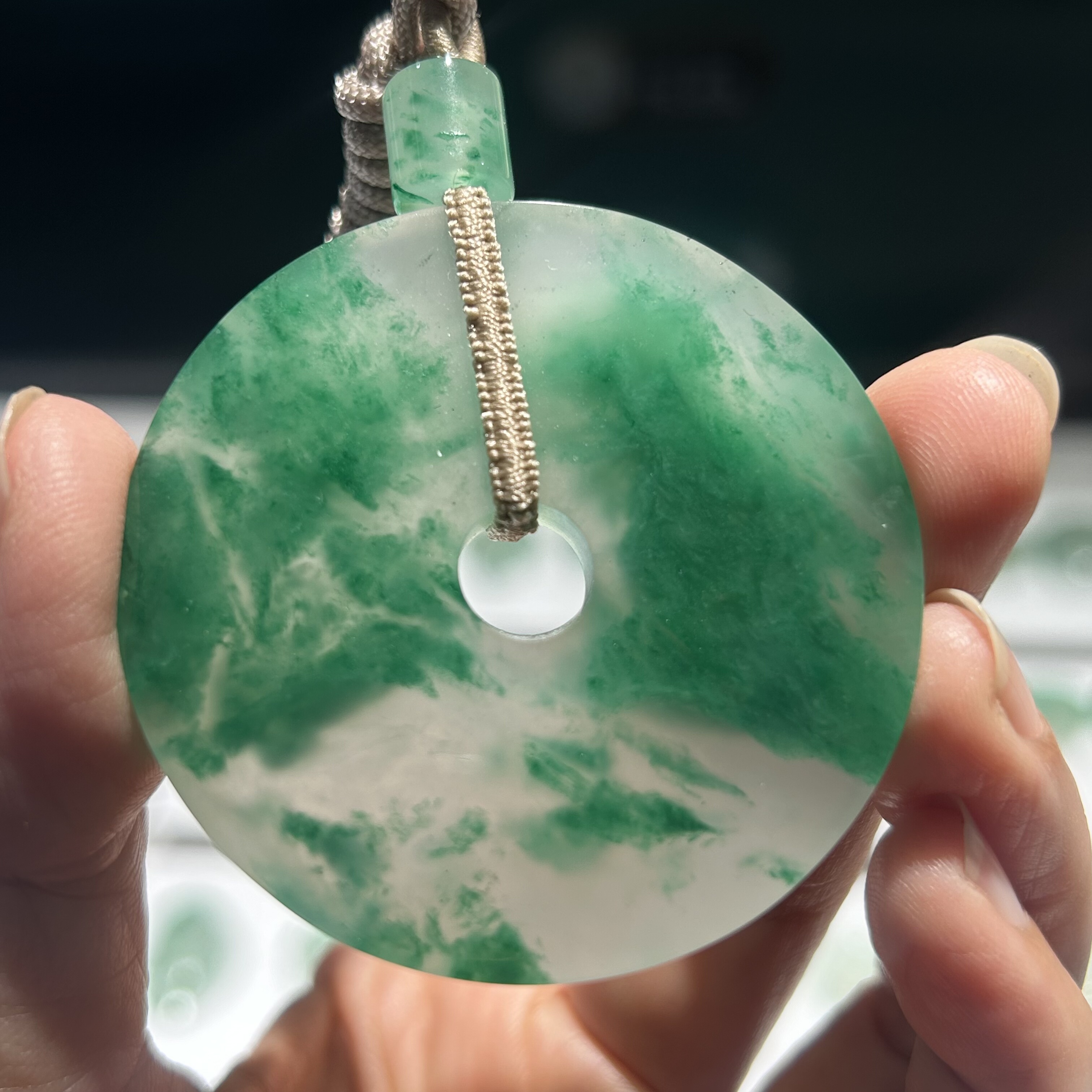 自然美翠非洲翠玉平安扣吊坠挂链服饰搭配毛衣项链汉服风