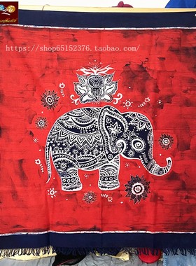蜡染画 贵州手工蜡染 民族特色蜡染 装饰壁挂 红色象 105*88cm