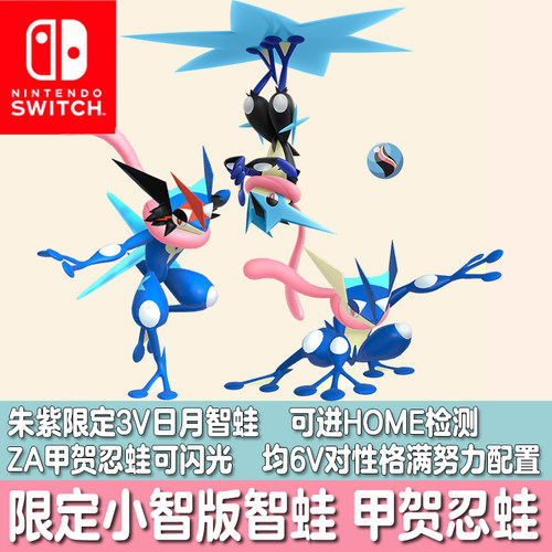switch宝可梦Home朱紫ZA精灵定制配信小智版智蛙MEGA闪光甲贺忍蛙