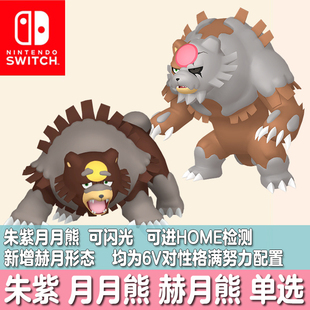 switch宝可梦HOME朱紫零之秘宝DLC洗翠闪光精灵定制月月熊赫月6V