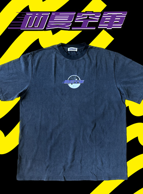 西夏空军2023新开夏季重磅水洗宽松潮流t恤小领口