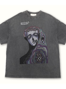 QUIET REBELS 25FW暗黑艺术风 做旧水洗宽松T恤 短袖上衣男女款