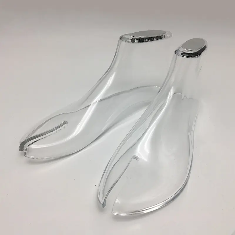 透明亚克力脚模6码平跟高跟鞋展示架鞋店专用女款凉鞋透明脚模