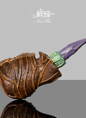 NewBee石楠木烟斗男士手工雕刻大花斗实木老式传统过滤专用烟斗具