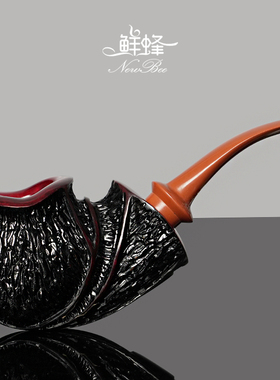 NewBee鲜蜂石楠木烟斗男士手工烈焰红唇雕刻花斗实木老式传统过滤