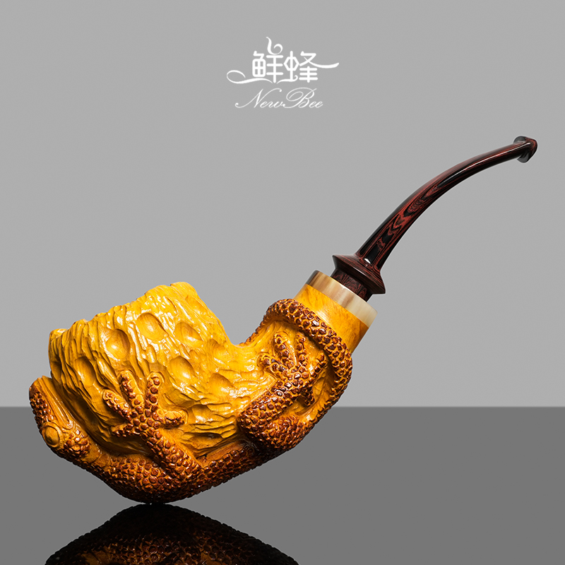 NewBee石楠木烟斗男士手工雕刻壁虎烟斗实木传统老式过滤专用烟具