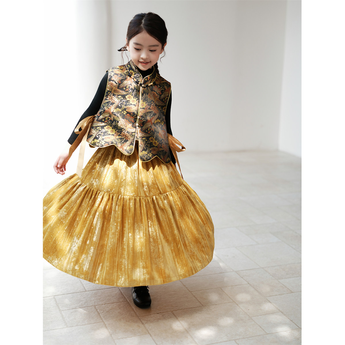 11.小鸡家原创正黄金光万顺肌理感丝绒半身长裙,童装/婴儿装/亲子装,半身裙,淘宝优惠券,粉丝福利购,淘宝优惠卷