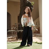 3.小鸡家原创深蓝牛仔随性阔腿裤 男女宝均可