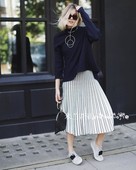 原688法国元 高品质新款 重工双面织羊毛百褶裙针织半身裙