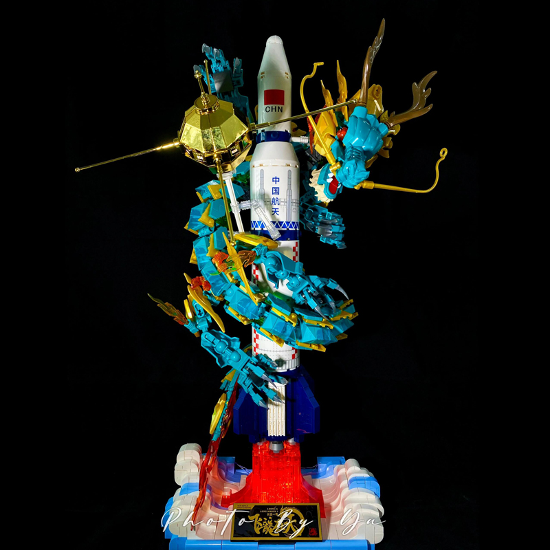 森宝飞龙在天长征一号火箭积木摆件拼装益智玩具男孩航天生日礼物