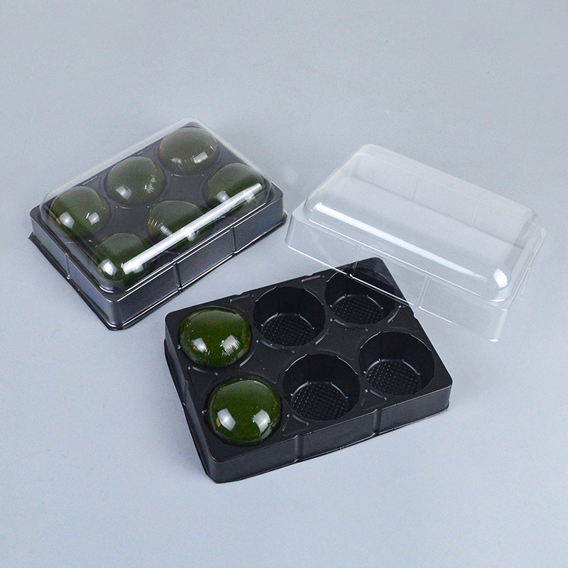 青团包装盒黑色肉丸打包盒烘焙一次性糕点艾草清明果团子6粒盒子