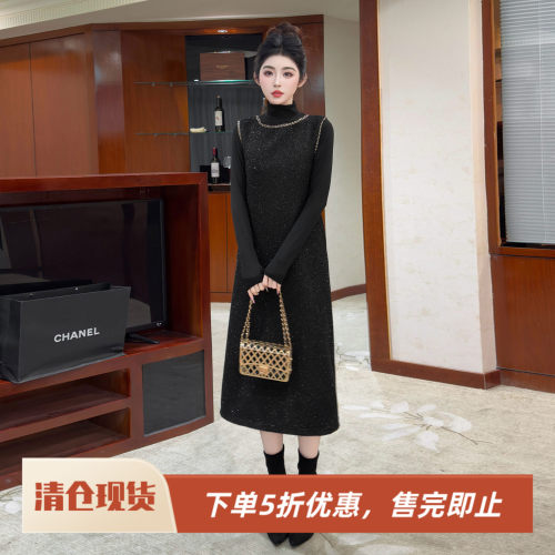 无袖裙叠穿毛衣姐系贵感套装