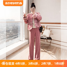 新年战袍过年两件套女装2025新款棉袄夹棉外套裤子国风新中式套装