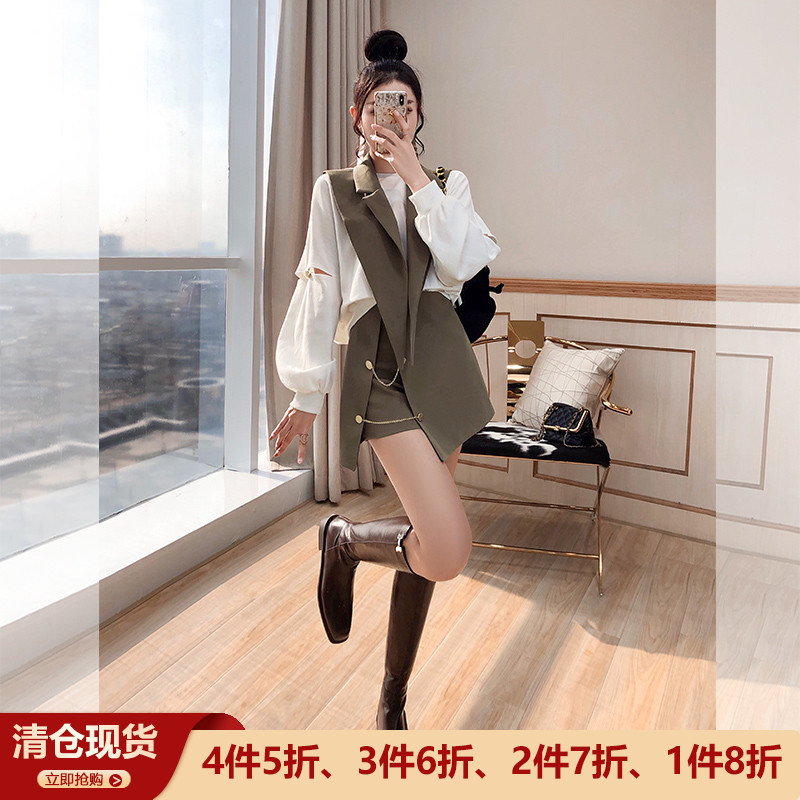 卫衣T恤背心马甲披肩裤裙三件套