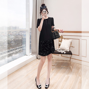 小黑裙赫本风裙子春装女款2026年新款高端名媛气质亮片黑色连衣裙