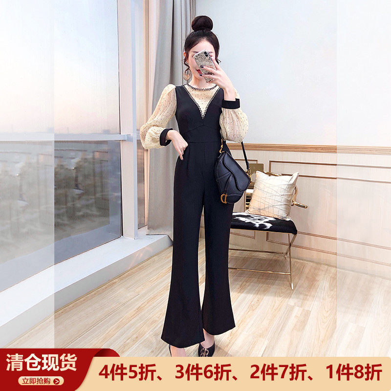 连体裤一体式春季2026新款女装气质休闲黑色连身裤高贵名媛连衣裤