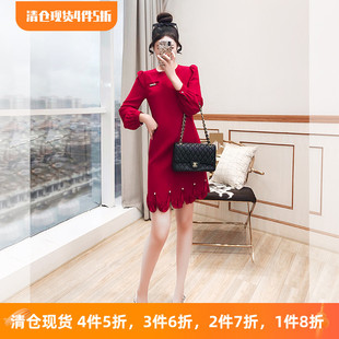 年会礼服订婚裙子女装2026马年秋冬本命年新年过年战袍红色连衣裙