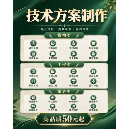 施工方案技术标房建市政园林餐饮物业服务货物采购标方案投标文件