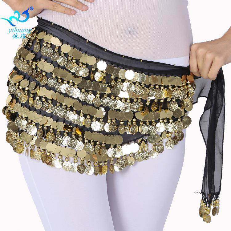 肚皮舞腰链肚皮舞亮片铜锣舞蹈练习表演腰链臂巾印度舞表演腰巾