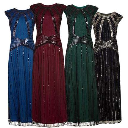 1920复古亮片连衣裙品质流苏宴会