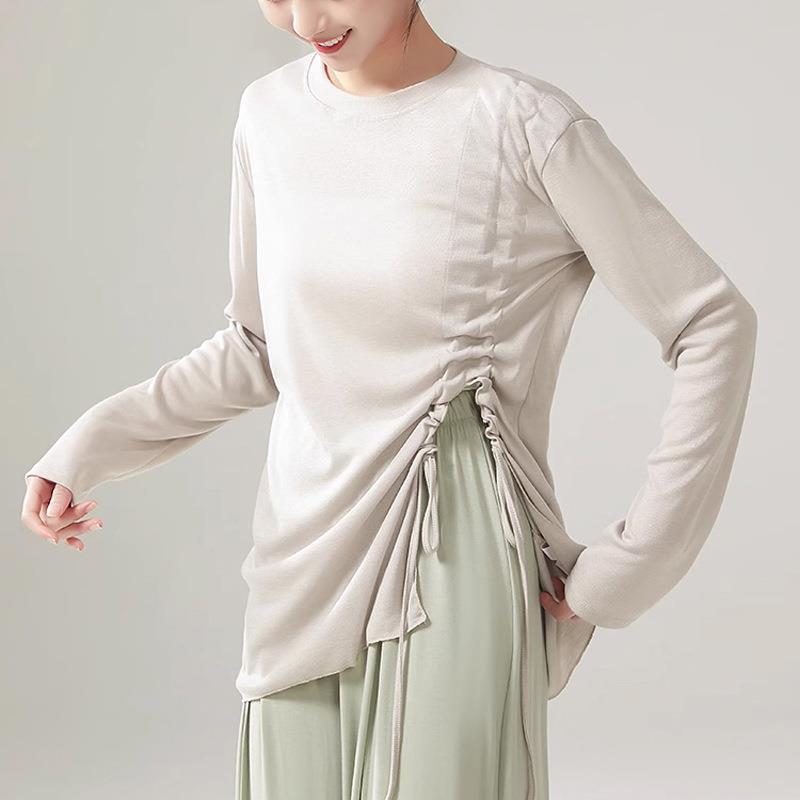 水系舞蹈服男女同款潮T街舞爵士现代舞抽绳上衣宽松长袖练功服装