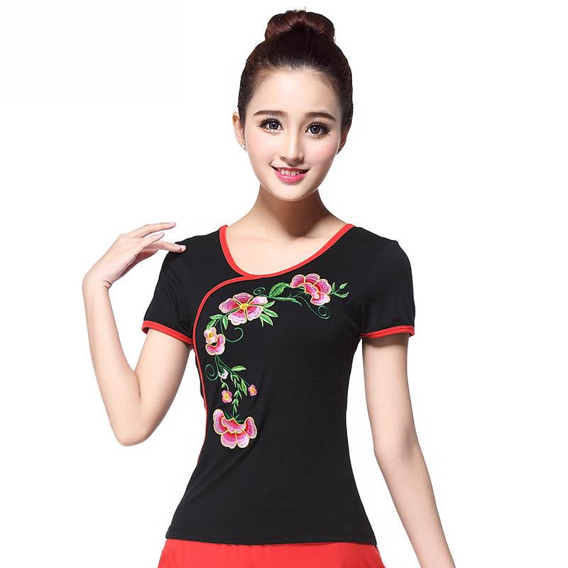 广场舞服装套装广场舞服饰绣花夏季短袖莫代尔跳舞服150/149