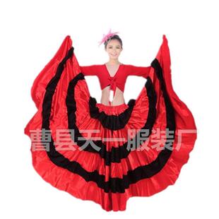 西班牙斗牛舞裙开场舞演出服广场舞大摆裙练习裙舞蹈裙子时尚