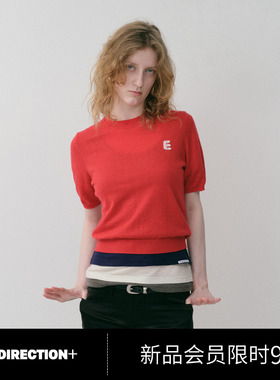 NO DIRECTION+ 羊毛手工钩针字母圆领针织T恤N530112607B