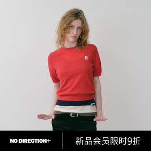 羊毛手工钩针字母圆领针织T恤N530112607B DIRECTION