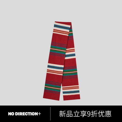 NO DIRECTION+2026冬纯羊毛艺术感多色宽窄彩条围巾N645201651D52