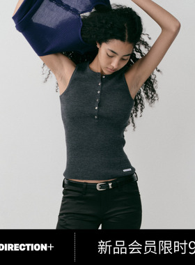 NO DIRECTION+ 羊毛小V领纯色针织背心N531218647B