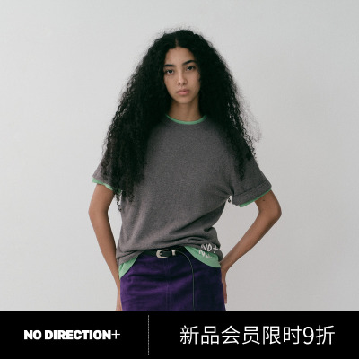 棉羊绒短袖宽松落肩T恤衫