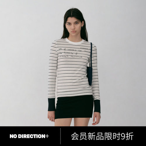 NO DIRECTION+2026秋莱赛尔加长袖口修身印花上衣N634014344A10