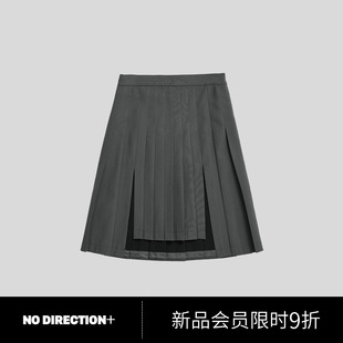 羊毛A字百褶开衩半身裙N530702105B21 DIRECTION