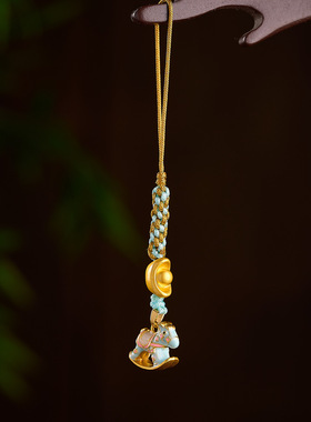 沙金马上有钱中国风手机链挂件绳平安马年中式礼物包挂饰景区同款