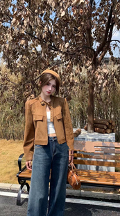 麂皮绒外套女香风外套女2025年新款秋冬气质名媛高端显瘦短款上衣