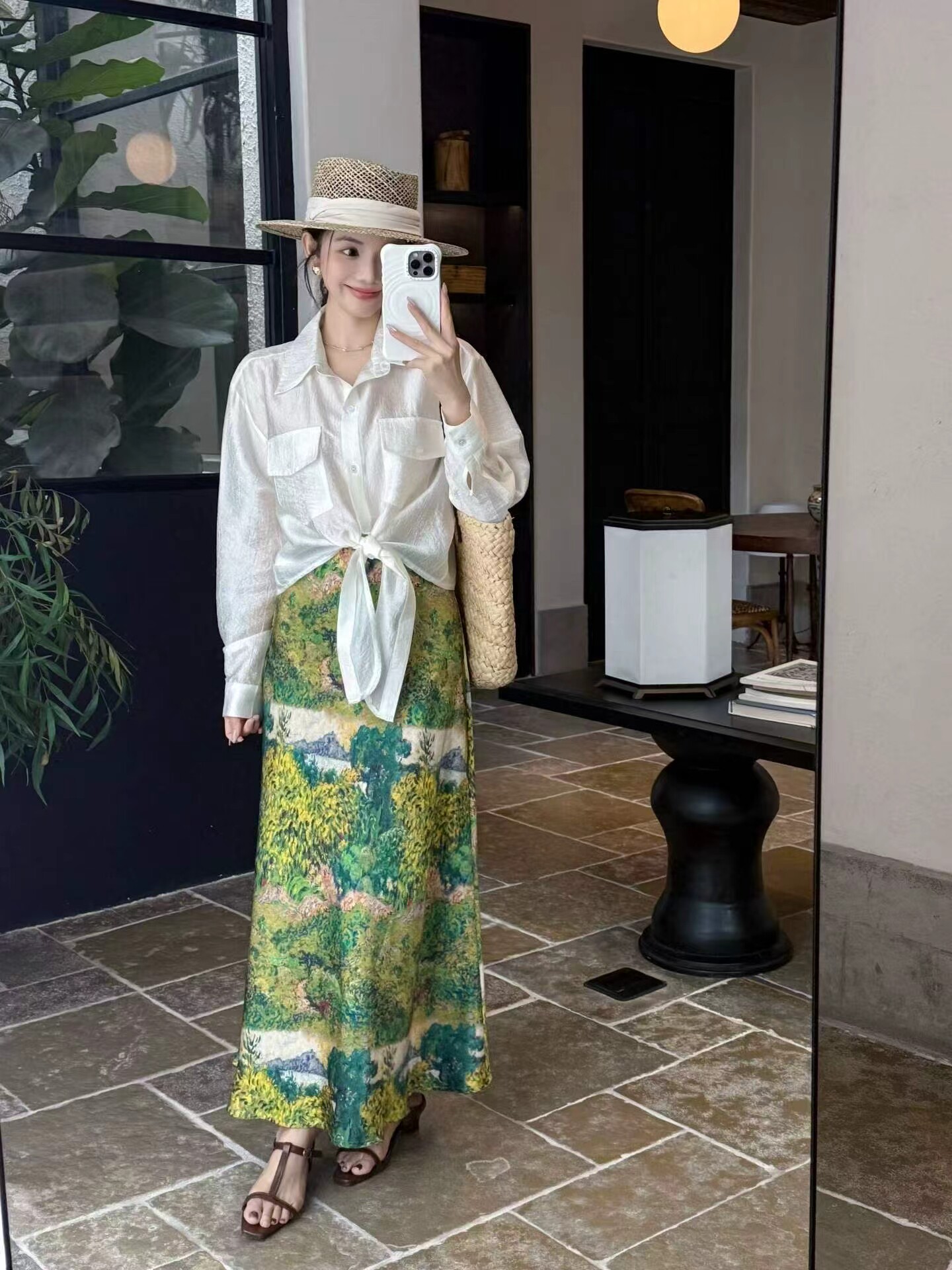 法式时尚休闲度假风衬衫裙子套装女2026夏季防晒长袖上衣两件套潮