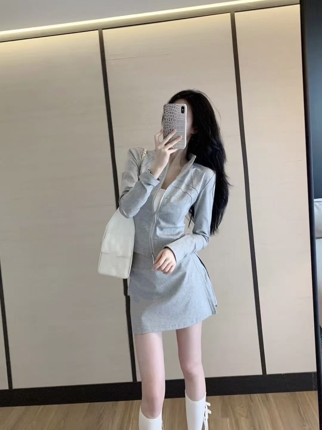 韩版时尚套装女长袖上衣+半身裙三件套新款休闲显瘦减龄时尚潮流