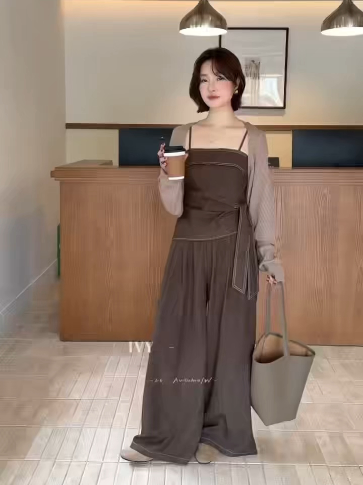 法式小心机设计吊带休闲裤子三件套女2026年秋季新款气质显瘦套装